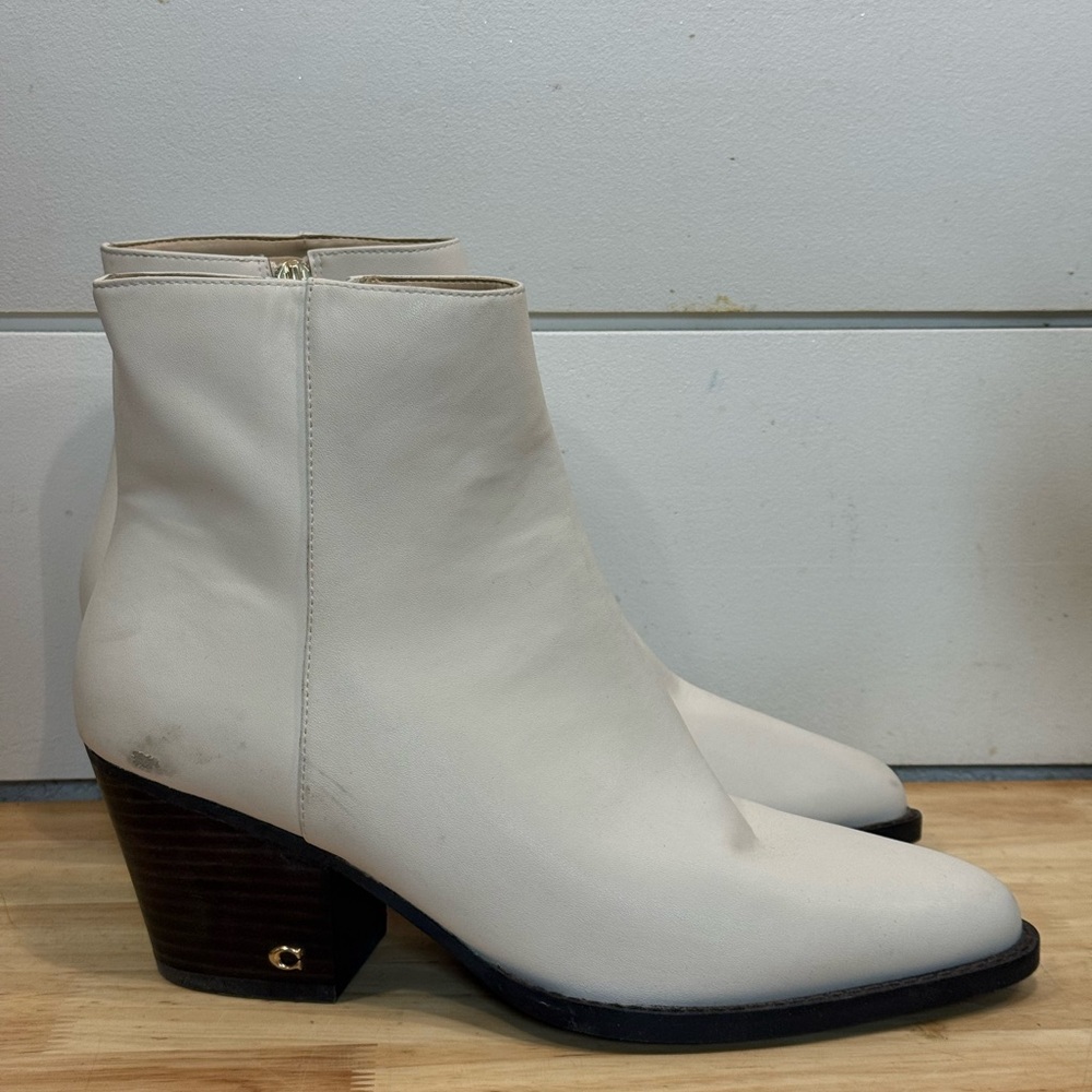 Elegant White Coach Ankle Boots